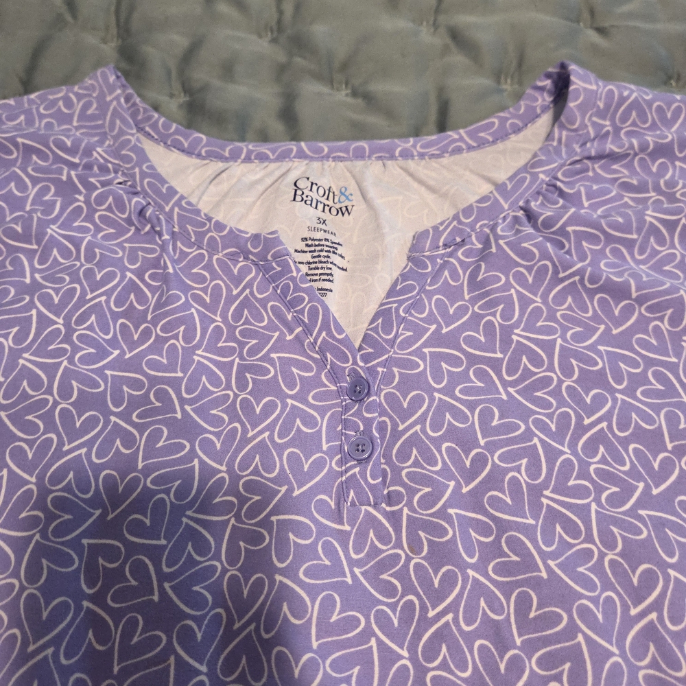 Croft & Barrow Sleepwear Purple Hearts Sleep Dress - Picture 3 of 8